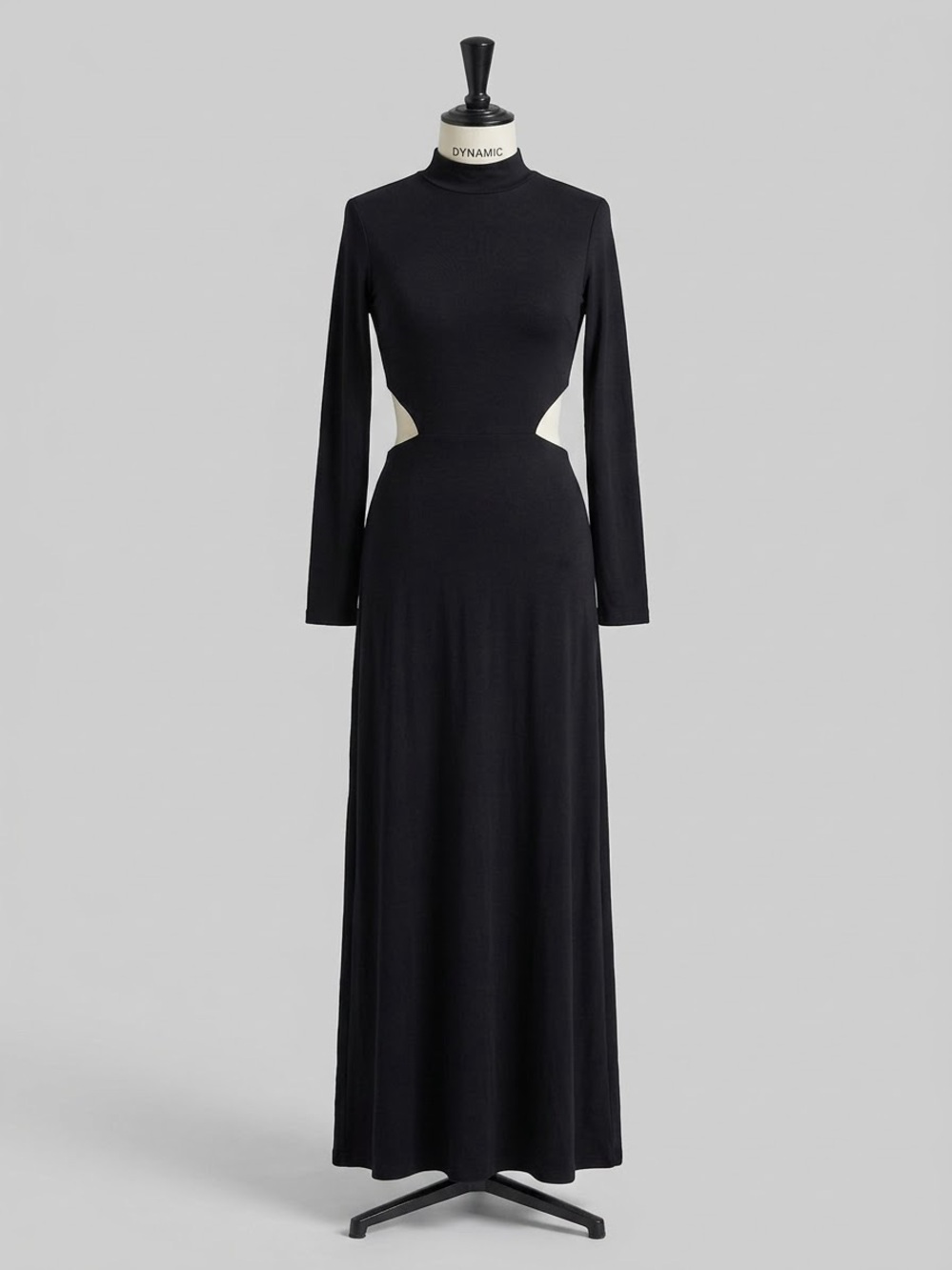 Dynamite Black Long-Sleeve Cutout Maxi Dress